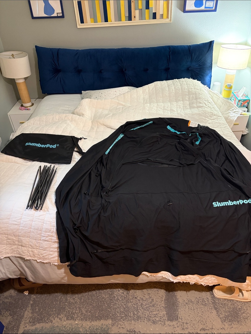 SlumberPod Black Baby Privacy Pod with Teal Accents